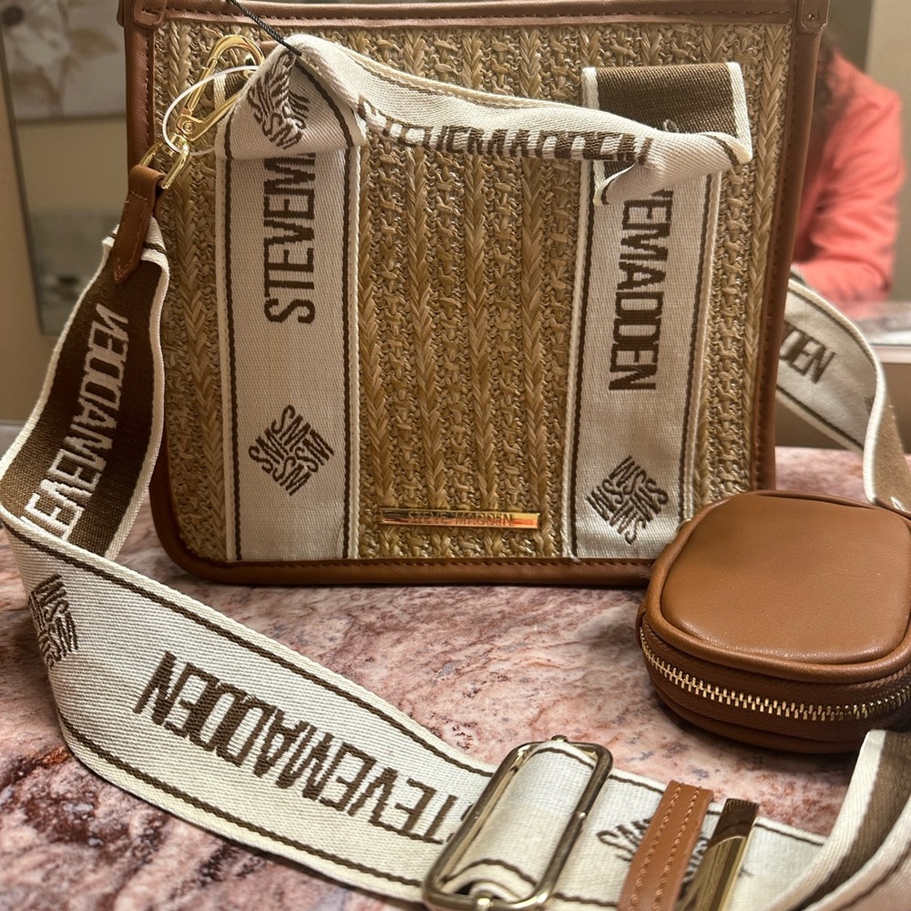 Steve Madden Brown and Cream Crossbody Bag